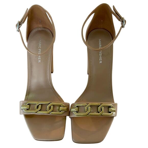 Marc Fisher Shoes - Marc Fischer Nude Gold Embellished Chunky Heel Shoes Size Women's 7